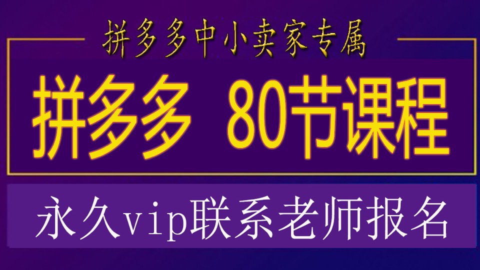 拼多多基础+高级 80节实操课程-限时优惠