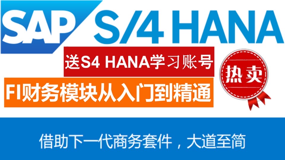 SAP S4 HANA财务模块入门到精通-限时优惠