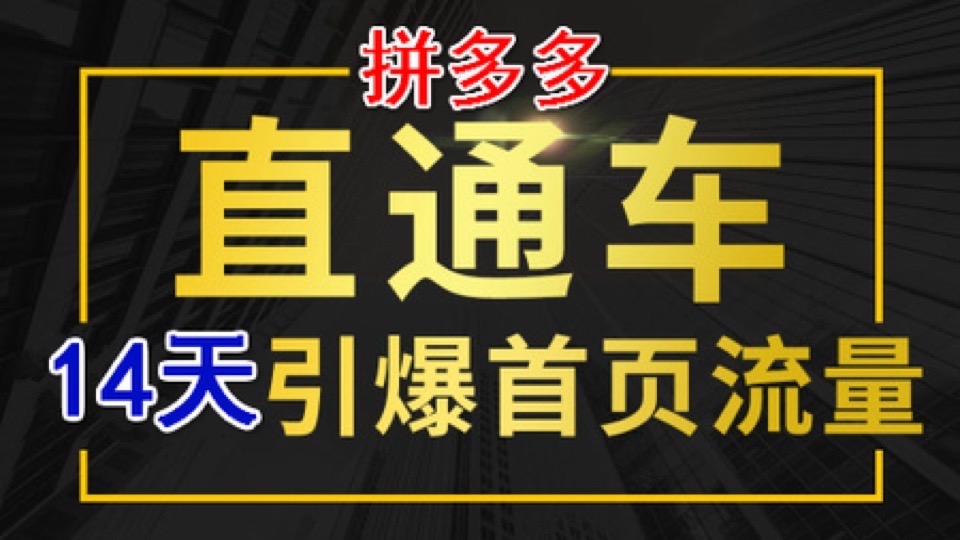 拼多多之直通车14天打造爆款解密-限时优惠