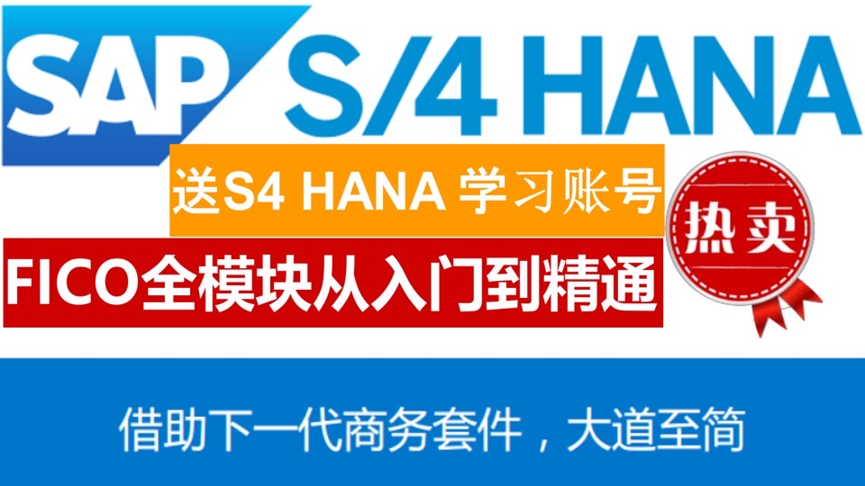 精通 SAP S4 HANA FICO 全模块-限时优惠