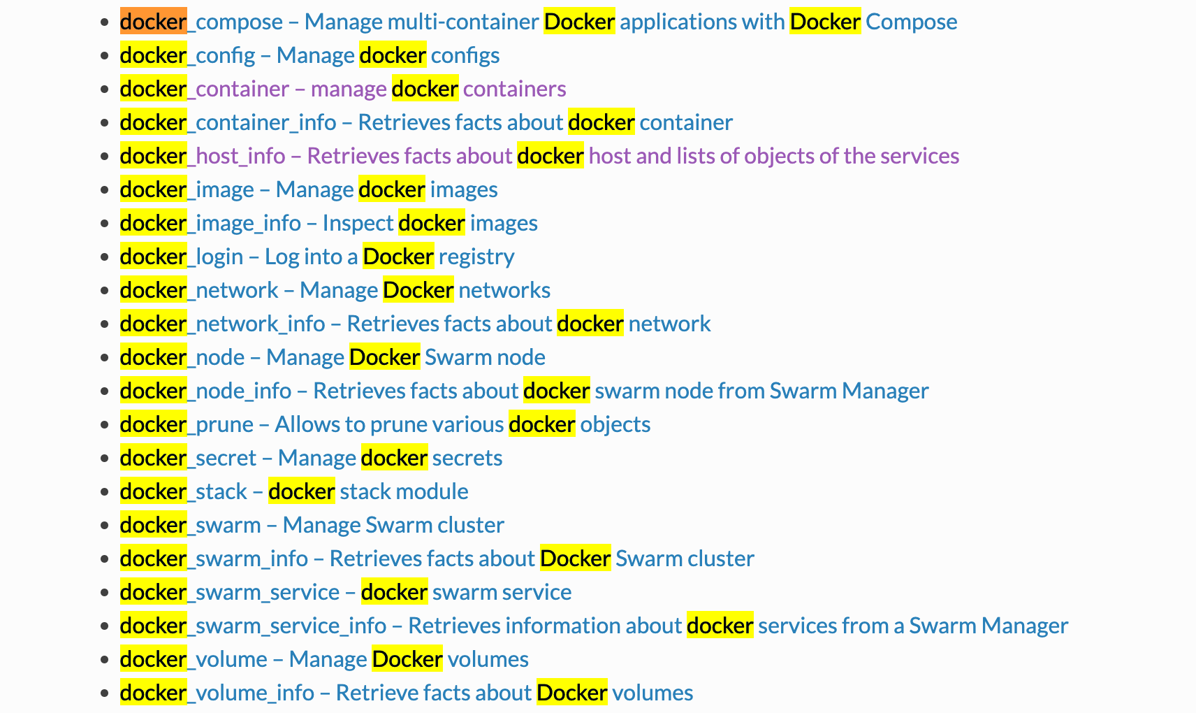 ansible docker moudles