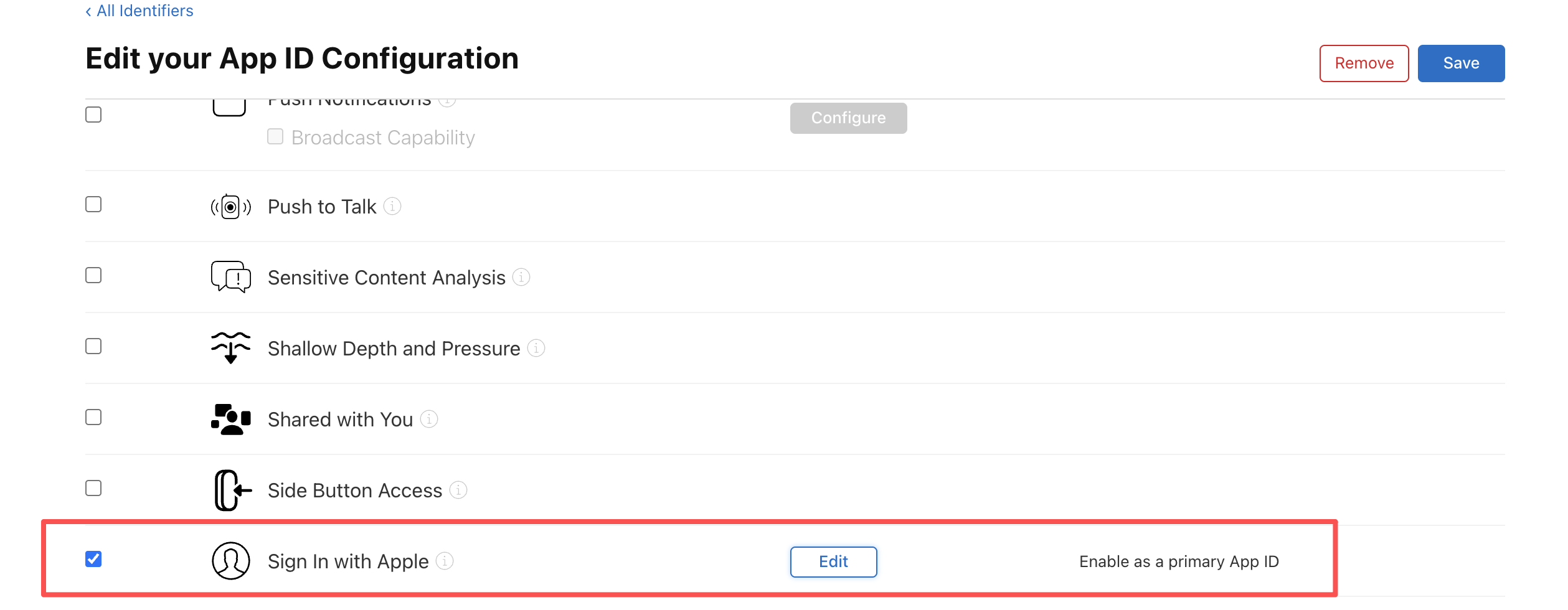 Enable Sign In With Apple