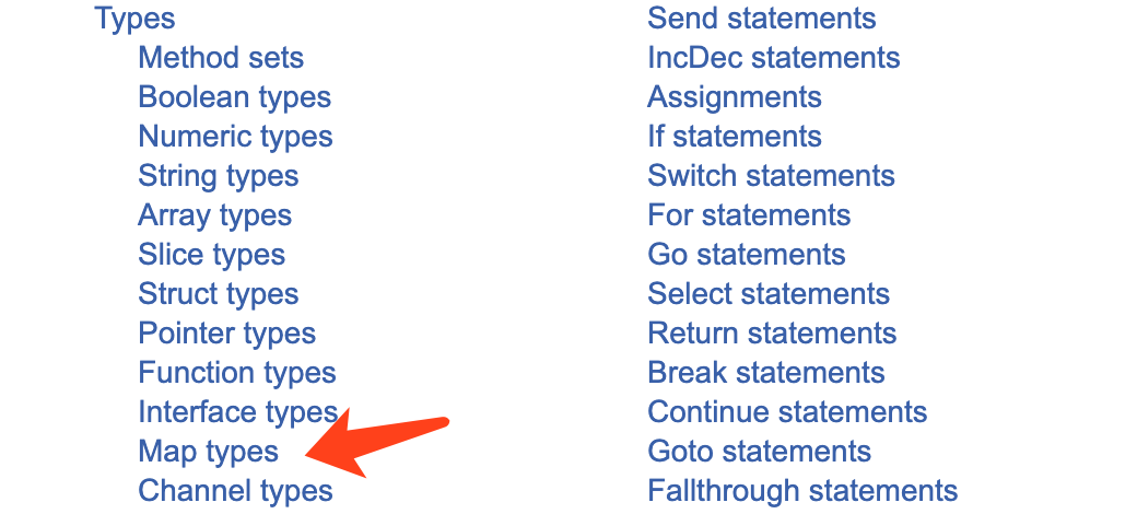 The Go Programming Language Specification - map types