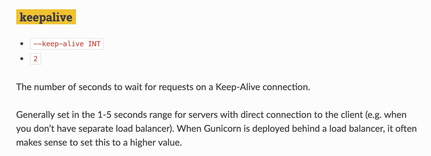 Gunicorn 默认的 keepalive 配置是 2 秒